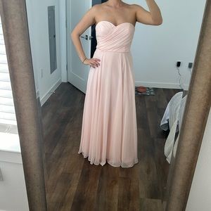 Strapless bridesmaid dress color petal